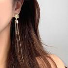 Faux Pearl Flower Alloy Fringed Earring Type A - 1 Pair - Gold - One Size