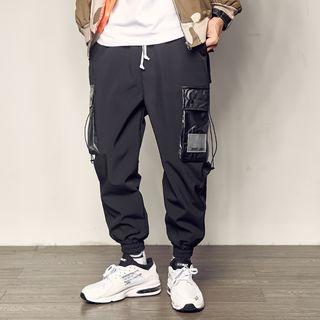 Transparent Pocket Drawstring Cargo Pants