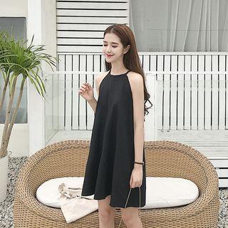 Plain Loose-fit Halter Dress