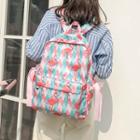 Bow-accent Flamingo / Strawberry Print Backpack