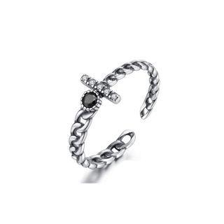 925 Sterling Silver Fashion Elegant Geometric Cubic Zirconia Adjustable Open Ring Silver - One Size