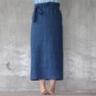 Tie Waist Midi Fitted Skirt