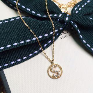 925 Sterling Silver Letter S Pendant Necklace Necklace - Letter S - Gold - One Size