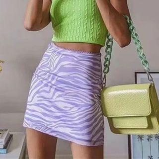 Zebra Print Drawstring Mini Pencil Skirt