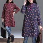 Long-sleeve Floral Buttoned Dress