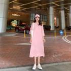 3/4-sleeve Midi Split T-shirt Dress