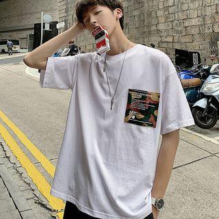 Elbow-sleeve Camouflage Pocket T-shirt