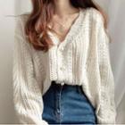 Open-knit Buttoned Cardigan