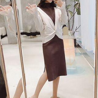 Set: Sleeveless Knit Dress + Twisted Sweater