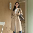 Checked-lining Double-breasted Trench Coat With Sash