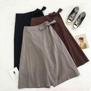 Plain High-waist Lace-up Skort