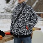 Stand-collar Zebra Print Jacket
