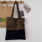 Leopard Print Tote Bag Leopard - Panel - Black - One Size