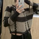Long-sleeve Striped Strappy Sweater