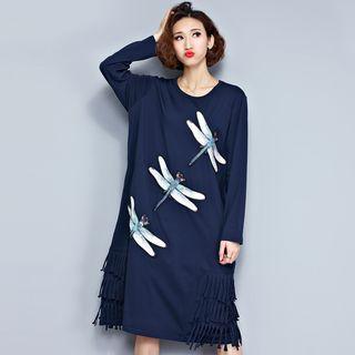 Embroidery Fringed Pullover Dress