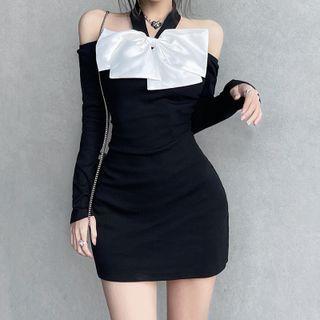 Halter Cold Shoulder Mini Dress