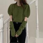 Set: Plain Short-sleeve Sweater + Half Gloves