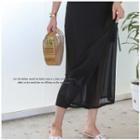 Band-waist Wrap-front Chiffon Pants