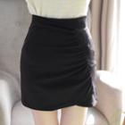 Shirred-trim Wrap Miniskirt