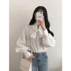 Tie-neck Balloon-sleeve Blouse Ivory - One Size