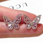 Rhinestone Butterfly Earring 1 Pair - Silver - One Size