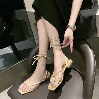 Block Heel Tie-ankle Strappy Sandals