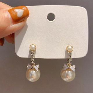 Faux Pearl Drop Earring 1 Pair - Silver Needle - White - One Size