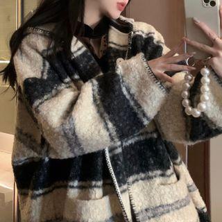 Hooded Striped Jacket Black & Off-white - One Size