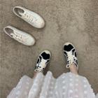 Straw Trim Lace-up Canvas Sneakers