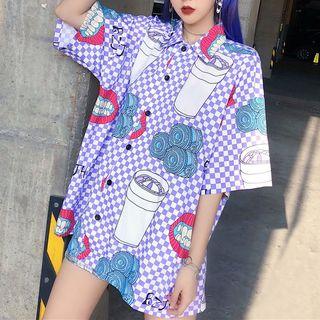 Patterned Elbow Sleeve Shirt