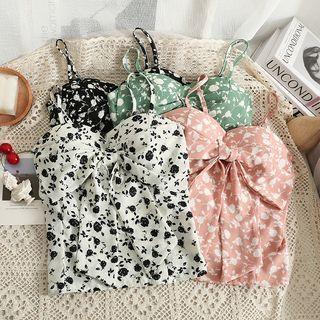 Ribbon-front Printed Crop Top