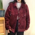Buttoned Jacket Wine Red - One Size