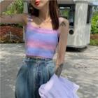 Ombre Knit Cropped Camisole Top Blue & Purple & Pink - One Size