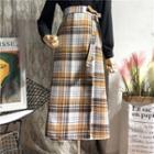 Plaid Tie-waist Wrapped Dress