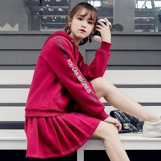 Set: Lettering Hoodie + Plain Mini A-line Skirt