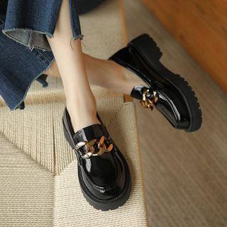 Chain Platform Block Heel Loafers