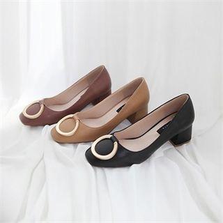 Hoop-detail Block-heel Pumps