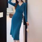 V-neck Plain Slim Fit Dress