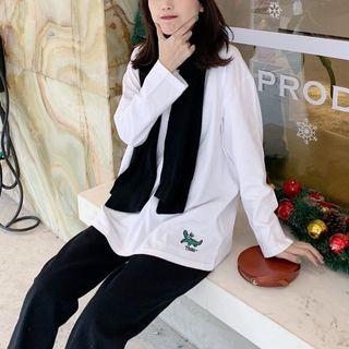 Embroidered Long-sleeve Loose-fit T-shirt