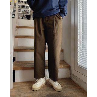 Pintuck Tab-hem Baggy Pants