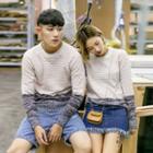 Couple Matching Long-sleeve Color-block Knit Top