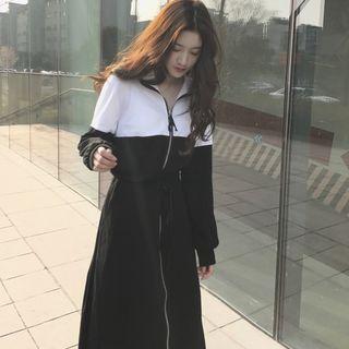 Color-block Loose-fit Long-sleeve Dress