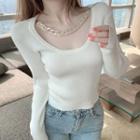 Chain Strap Ribbed Knit Top
