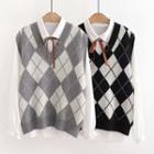 Set: Argyle Sweater Vest + Shirt