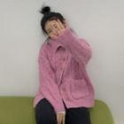 Cable Knit Turtleneck Sweater Pink - One Size