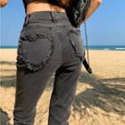 Fringed Heart Wide Leg Jeans
