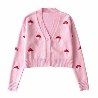 Mushroom Print Cardigan