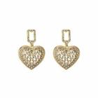 Rhinestone Heart Drop Earring E4932 - 1 Pair - Gold - One Size