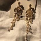 Faux Pearl Fringed Earring 1 Pair - Silver Needle - One Size