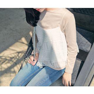 Spaghetti-strap Eyelet-lace Top